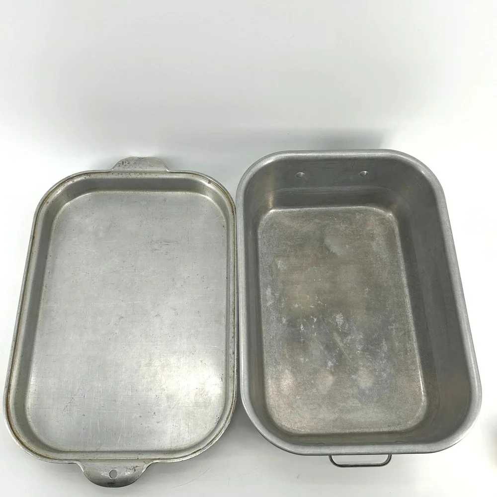 Vintage Wear-Ever Aluminum Roaster Pan No 1225 Large Rectangular Lid USA Made